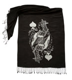 Queen Face Card Scarf, Card Deck Linen-Weave Pashmina, by Cyberoptix