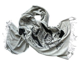 Queen of Spades Silver Scarf, Blackjack Playing Card Pashmina, by Cyberoptix