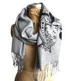 Queen of Spades Silver Scarf, Blackjack Playing Card Pashmina, by Cyberoptix