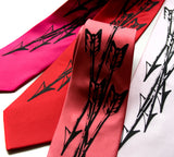  Black ink on fuschia, red, rose, light pink silk.