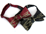  Antique brass ink on black, burgundy bow ties.