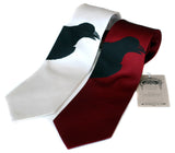 Raven Silk Necktie. Black on white; burgundy.