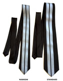 Racing Stripes silk necktie: metallic silver on black tie