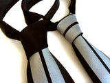 Racing Stripes silk necktie: metallic silver on black tie