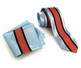 Racing stripes necktie & pocket square set: Gulf-inspired Livery.