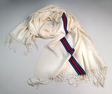 Racing stripes scarf: Martini-inspired Livery. Cream pashmina.