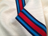 Racing stripes scarf: Martini-inspired Livery. Cream pashmina.