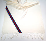 Racing stripes scarf: Martini-inspired Livery. Cream pashmina.