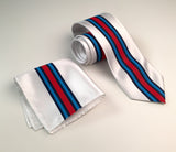 Racing Stripes pocket square & tie set: Martini-inspired Livery.