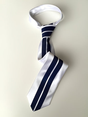 Racing Stripes: White & Blue Silk Necktie