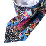 Rainbow Flame Aura Crystal Necktie, narrow width. by Cyberoptix