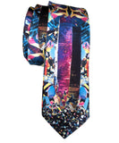 Rainbow Flame Aura Crystal Necktie, skinny width. by Cyberoptix