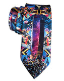 Rainbow Flame Aura Crystal Necktie, narrow width. by Cyberoptix