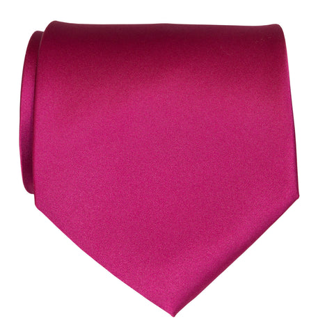 Raspberry Necktie. Red-Purple Solid Color Satin Finish Tie, No Print