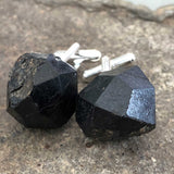 Raw Garnet Crystal Cufflinks, raw stone cuff links