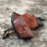 Red Quartz Electroformed Cufflinks, Hematoid quartz crystal cuff links