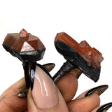 Red Quartz Electroformed Cufflinks, by Cyberoptix. Hematoid quartz crystal cuff links