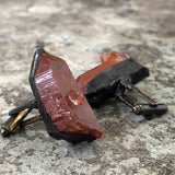 Red Quartz Electroformed Cufflinks, Hematoid quartz crystal cuff links