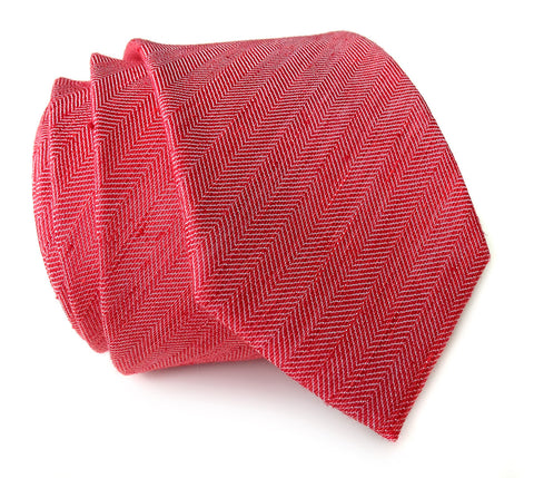 Red Linen Necktie. Solid Color Tie, Rouge River