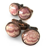 Rhodochrosite Electroformed Cufflinks, pink cuff links