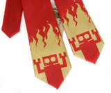 Red Robot kids necktie. Boys clip on tie.