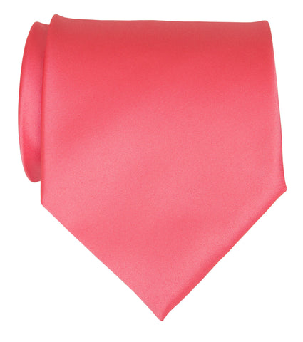 Rose Pink Necktie. Solid Color Satin Finish Tie, No Print