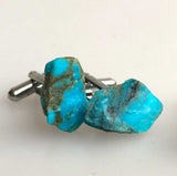 Turquoise Cufflinks, natural raw stone cufflinks