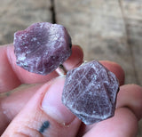 Raw Ruby Crystal Cufflinks, rough ruby corundum