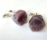 Raw Ruby Crystal Cufflinks, rough ruby corundum