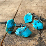 Turquoise Cufflinks, natural raw stone cufflinks