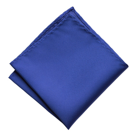 Royal Blue Pocket Square. Medium Blue Solid Color Satin Finish, No Print