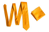 Medium Yellow necktie, saffron solid color tie for weddings by Cyberoptix Tie Lab