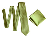 Yellow-Green solid color necktie, Sage Green tie for weddings by Cyberoptix Tie Lab