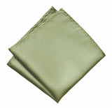 Sage Green Pocket Square. Yellow-Green Solid Color Satin Finish, No Print