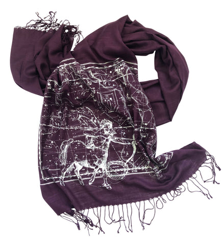 Sagittarius Scarf, Zodiac Constellation Linen-Weave Pashmina