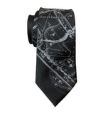 Sagittarius Constellation Necktie, Steel on Black Zodiac Print Tie, by Cyberoptix