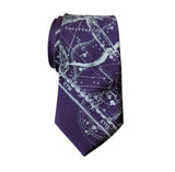 Sagittarius Constellation Necktie, Steel on Eggplant Zodiac Print Tie, by Cyberoptix