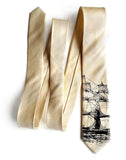 Clipper Ship silk necktie: black on cream