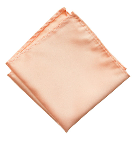 Salmon Pink Pocket Square. Solid Color Satin Finish, No Print