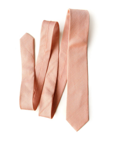 Light Coral Linen Necktie. Solid Color Salmon Tie, Sherwood