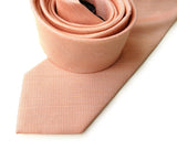 Light coral orange silk & linen blend tie.