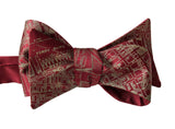 San Francisco Bay Map Bow Tie. Antique Brass on Burgundy Tie, by Cyberoptix