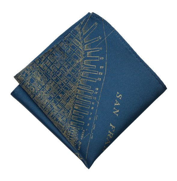 San Francisco Bay Map Pocket Square. Old California Map Print
