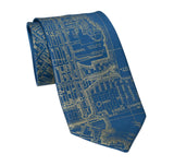 San Francisco Bay Vintage Map Necktie, Antique Brass on French Blue Tie, by Cyberoptix