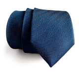 mens deep blue woven herringbone silk tie