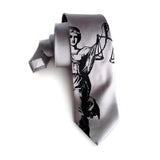 Lawyer Necktie. Scales of Justice Necktie. Black ink on silver.
