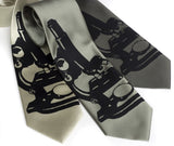 Microscope Neckties. Black on sage, celery, olive.