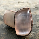 Selenite Electroformed Cufflinks, polished stone & copper cuff links