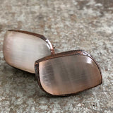 Selenite Electroformed Cufflinks, polished stone & copper cuff links