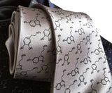 Serotonin & Dopamine Necktie, Silver Tie, by Cyberoptix